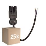 Mehrfachpackung 25x Noxion GST - Kompatibel Versorgungskabel Schwarz - Männlich + Offene Enden - 0,3m - 2 pole 0,75mm2