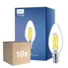 Lot 10x Philips MASTER LED E14 Bougie Filament Claire 3.4W 470lm - 922-927 Dim To Warm | Meilleur Rendu Des Couleurs - Dimmable - Équivalent 40W